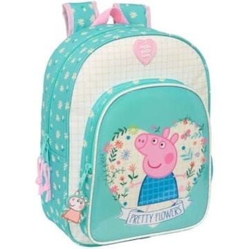 Sac à dos scolaire - SAFTA - PEPPA Pig Pretty Flowers - Fleurs roses - Adaptable au chariot - Pour enfants
