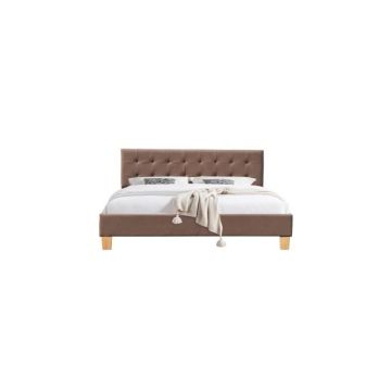 Solide et Confortable Lit avec Sommier Tte de Lit Capitonnee Couleur marron160x200