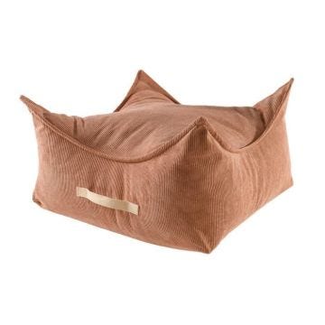 MeowBaby® Pouf pour Enfants, Carré, Velours Côtelé, Brique