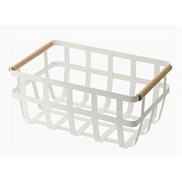 Panier polyvalent - DKD Home Decor - Standard - Métal et bois de pin - Couleur blanche - 36x22x15,5 cm