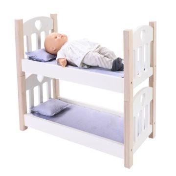 Engelhart - 606010 - Lits superposés en bois pour poupées gris - blanc