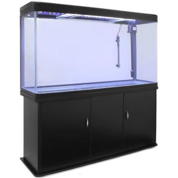 Aquarium à bords Noir de 300 Litres - MonsterShop - Meuble de Support NOIR - Verre courbé - Filtre intégré