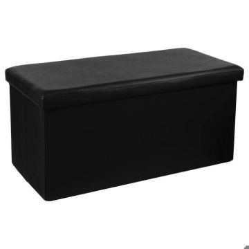 Pouf Pliant PVC Double Noir
