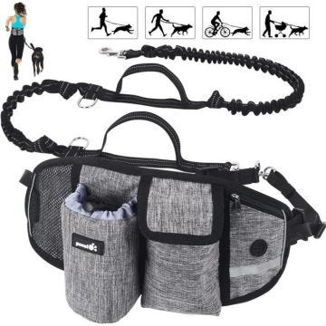 Pecute Laisse Chien Laisse Mains Libres Chien Jusqu'à 110kg Absorption de Choc, Confortable, Couture Réfléchissante, Idéal pour 52