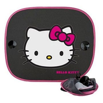 Abc parts - KIT3014 - SPARCO HELLO KITTY Rideaux Pare-Soleil a Ventouses Lateraux, Noir, Set de 2