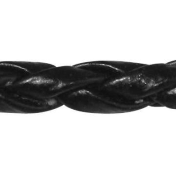 Ruban tressé en cuir synthétique - 3 mm - Noir - 1,5 m - Rayher