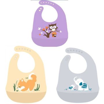 Lot de 3 Bavoirs en Silicone Impermables pour Bb Bac dgouttement Nettoyage Facile couleurs multiples YYV