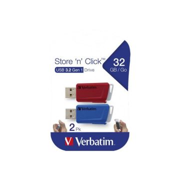 Clé USB 32 Go Verbatim V Store N CLICK 49308 rouge, bleu USB 3.0 2 pc(s)
