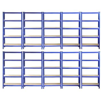 Monster Racking - 10 Rayonnages T-Rax Bleus 75cm x 30cm x 150cm