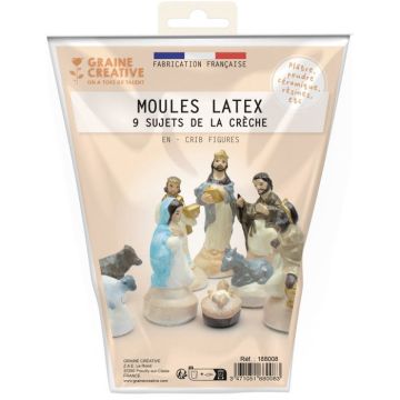 Moules en latex - La Crèche - Lot de 9 - Réutilisables - Pour plâtre et céramique - Mixte