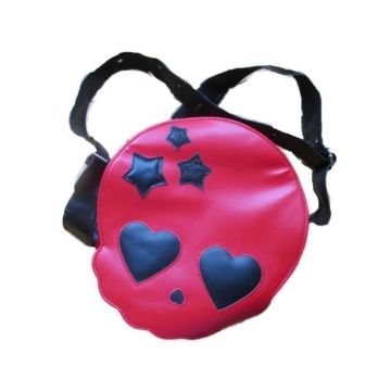 Sac à main - Crane Fillette - Rouge et noir - Simili noir et tissu rouge - Fermeture zippée