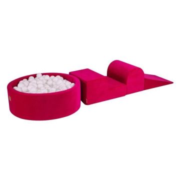 MeowBaby® Parcours Motricité 3 éléments avec Piscine à Balles 90x30cm, Magenta: Blanc