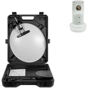 MEGASAT KIT CAMPING CAR Parabole acier blanche 35CM + LNB Single 4K 0,1dB