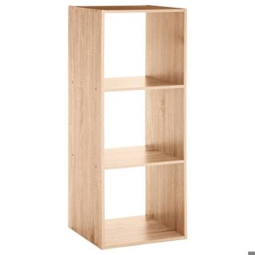 5five - étagère colonne 3 cases "mix n modul" effet chêne naturel