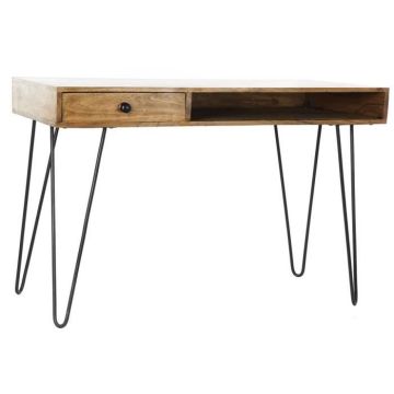 bureau 115 x 55 x 76 cm naturel noir métal