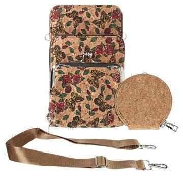 Etui en liège Triple Poche Porte monnaie Motif Papillon Multicolore