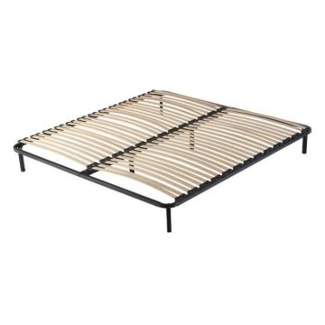 anya - Sommier Noir Cadre a lattes Renforc et Soutien Rglable 6 Pieds 140x190 x 29 cm en Metal - Montage Ra