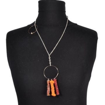 Collier long Mimi orange - Piti Multicolore - Assort. - Femme - Métal - Textile