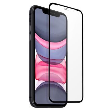 Film iPhone 11 Verre trempé 9H Bords Incurvés Fin Oléophobique Contour noir Noir