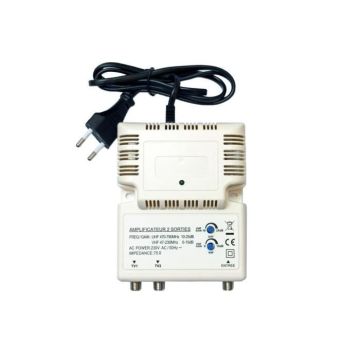 Amplificateur intérieur blindé 2 sorties OPTEX 051008 - Blanc - Gain 10 à 25dB