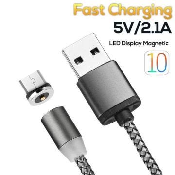 Câble tressé en nylon rapide magnétique d'aimant de chargeur de LED pour l'androïde pour Samsung @bv585
