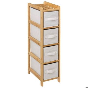 5five - étagère fine avec 4 paniers "tidy box" en bambou