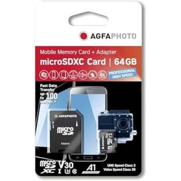 Carte MicroSDXC - AGFAPHOTO - 64GB - UHS I - High Speed U3 - V30 - A1