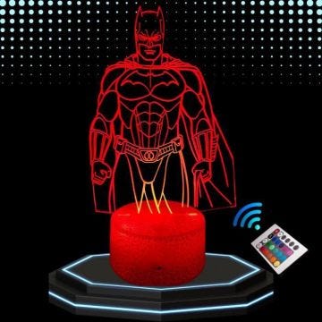 Lampe de chevet 3D LED Batman, Veilleuse changement de Couleurs, Lampe tactile, Idée Cadeau Noël Anniversaire