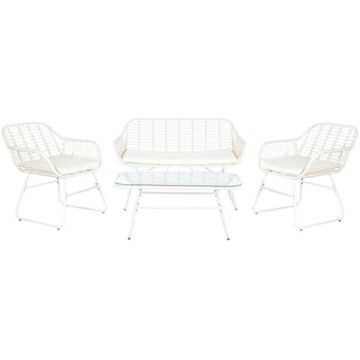 Ensemble canapé et table - DKD Home Decor - Multicolore - Métal et rotin - 124x84x74 cm