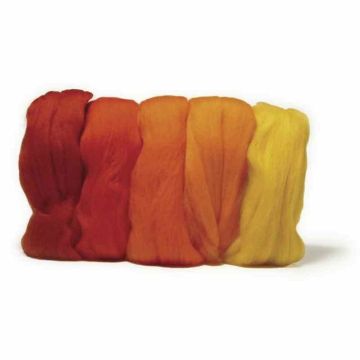 Laine cardée - Mérino - Extra fine - Teintes rouges - 18 mic - 5 couleurs à 10g