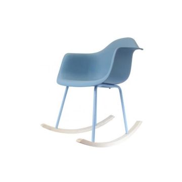Fauteuil à bascule - declikdeco - LULLABY - Tissu Bleu - Avec accoudoirs - Style Contemporain