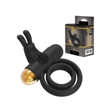 Double Cockring - DREAM TOYS - Elite Joel - Rechargeable - 7 Vibration - Silicone Noir et Or