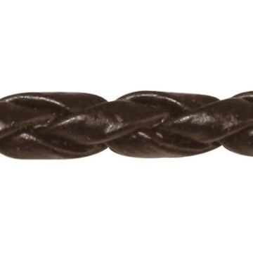 Ruban tressé en cuir synthétique - 3 mm - Brun foncé - 1,5 m - Rayher