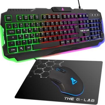 THE G-LAB COMBO HELIUM Clavier FR Rétroéclairé Performance + Souris Confort + Tapis Antidérapant