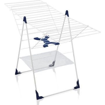 Étendoir à linge Leifheit Classic 250 Flex 81409, séchoir à linge avec 25m d'étendage et ailettes réglables en hauteur, blanc