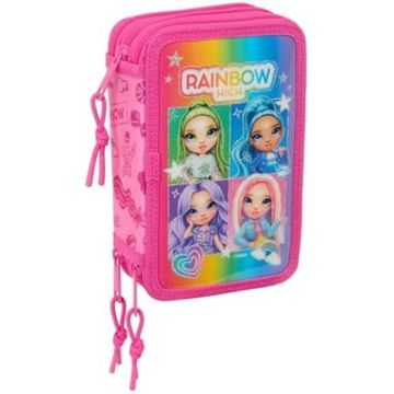 Trousse Scolaire - SAFTA - Rainbow High Shine - 37 Outils Inclus - Multicolore - Pour Enfants de 5 à 14 Ans