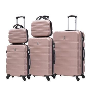 CELIMS - Set Valise 5 Pièces | Lot de Valise | Valise avec Vanity | ABS | Rose Gold
