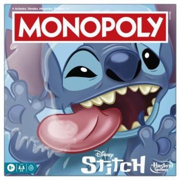 Monopoly Stitch, Jeu de société de plateau, 2 à 4 joueurs, 30 minutes, édition Disney Lilo & Stitch, Dès 8 ans