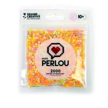 Perles à repasser Mini Perlou - Jaune Orange - Plastique - 2000 perles - Ø 0,25 cm
