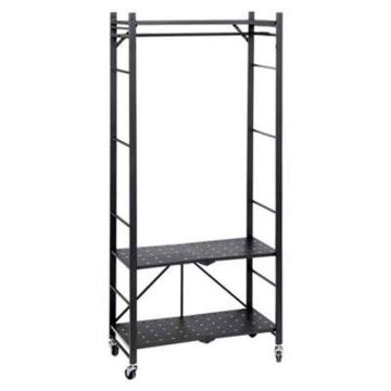 Penderie - FIVE - Pliable - 2 Étagères - Métal - Noir - 164 cm