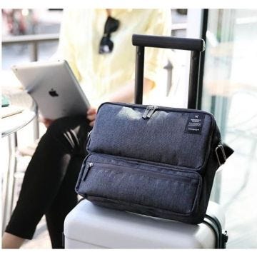 Sacoche pochette compagnon de voyage sac bandoulière porte documents et tablette 11 pouces BLEU