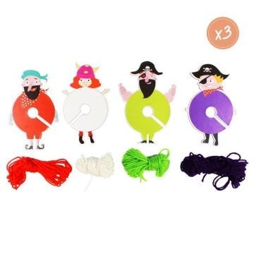 Kit DIY Créer des personnages en pompon 12 pièces Multicolore - Assort.