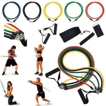 ELASTIQUE DE RESISTANCE - HARNAIS DE RESISTANCE - EXTENSEUR - ELASTIBAND - SANGLE DE MUSCULATION 22pcs Tubes Bandes De Résistance