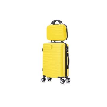 CELIMS - Valise Cabine 55x35x25 Easyjet avec Vanity | Valise Cabine 55cm | ABS | Cadenas Intégrée | Jaune