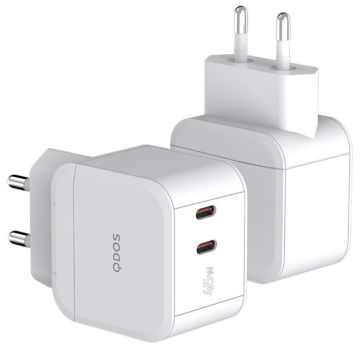 Chargeur QDOS PowerCube Double USB Type C 45W Blanc