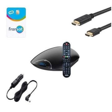 ASTON Récepteur TV satellite HD CONNECT + Carte Viacess Fransat PC6 + Câble HDMI+ câble allume cigare - HD ME