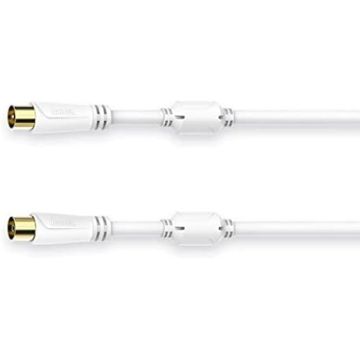 Cordon d'antenne - HAMA - 5,0 m - Doré - 100 DB - Coaxial mâle/femelle