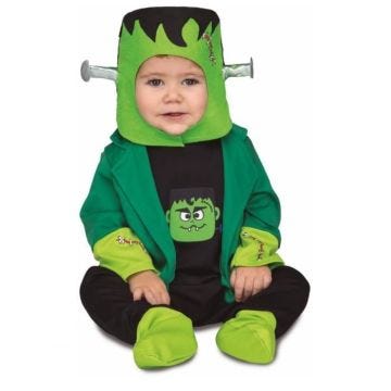 Déguisement pour enfant - Déguisement francky bébé - Vert - 24 mois - Combinaison et cagoule