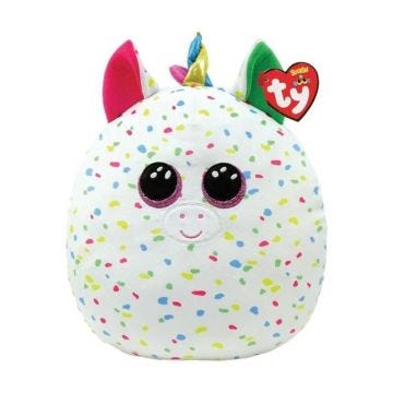 Peluche - TY - Ty Squish a Boo Harmonie Unicorn 31cm - Blanc - Rose - Bleu