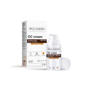 CC Crème Anti-Tâches - Bella Aurora - Ton Moyen - SPF50+ - 30ml - Pour Femme